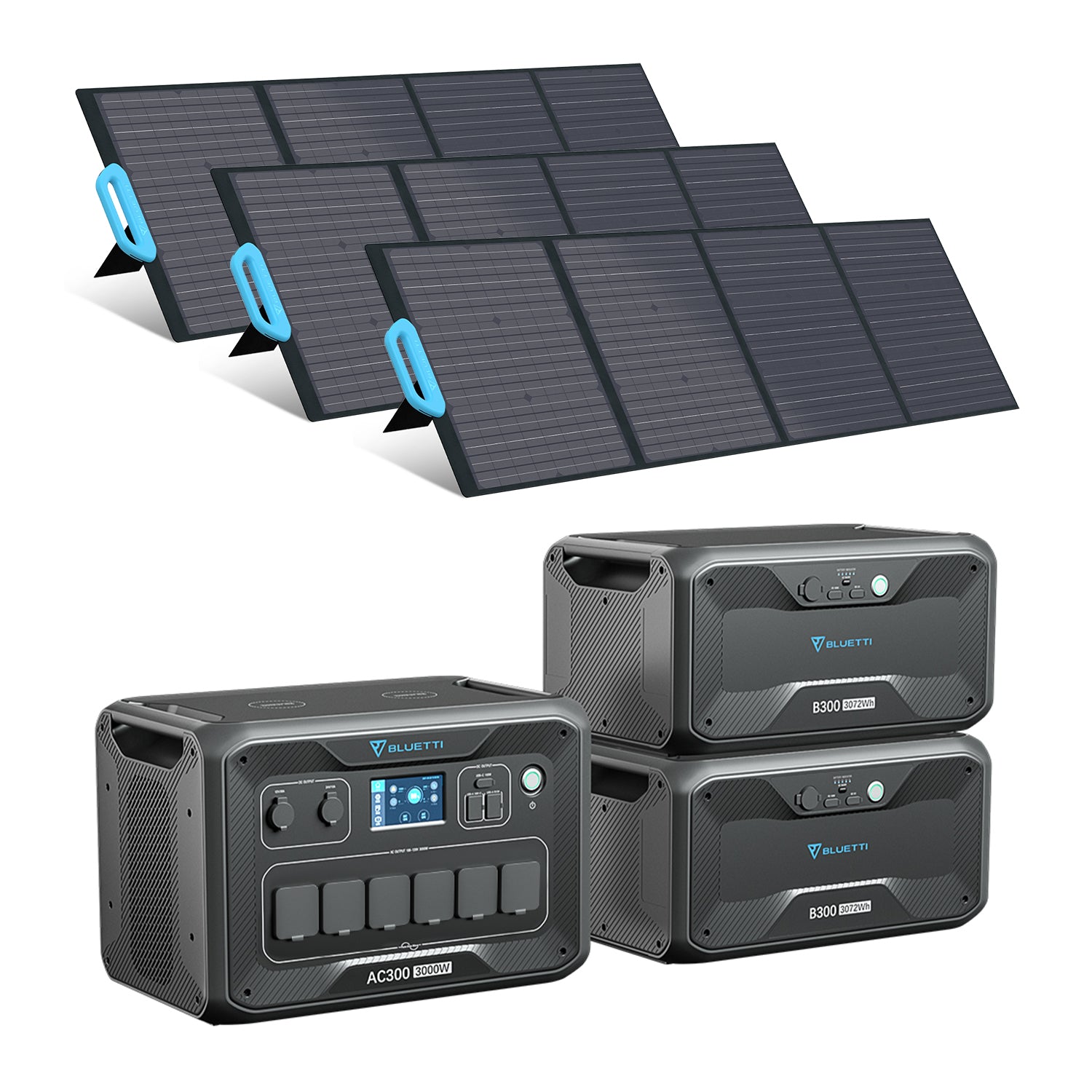 BLUETTI AC300+ 2/B300 + 2/PV350 Generador solar kit AC300+2*B300+3*PV120 | 3.000 W 6.144 Wh | 360 W Kit solar