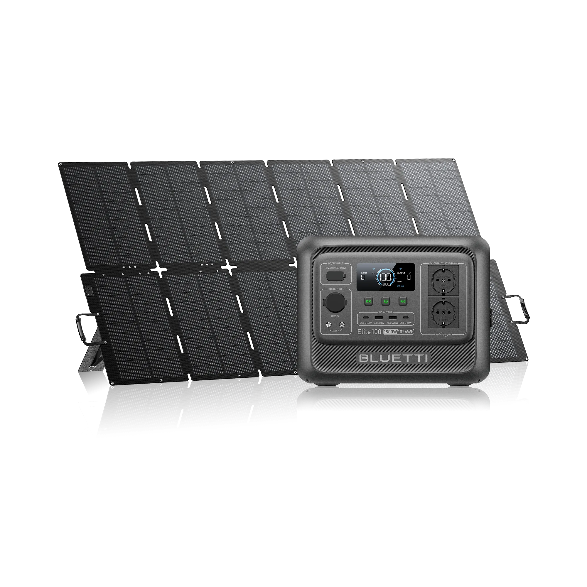BLUETTI Elite 100 V2 + 500 W Solar | 1.800 W 1.024 Wh | 500 W Solar kit