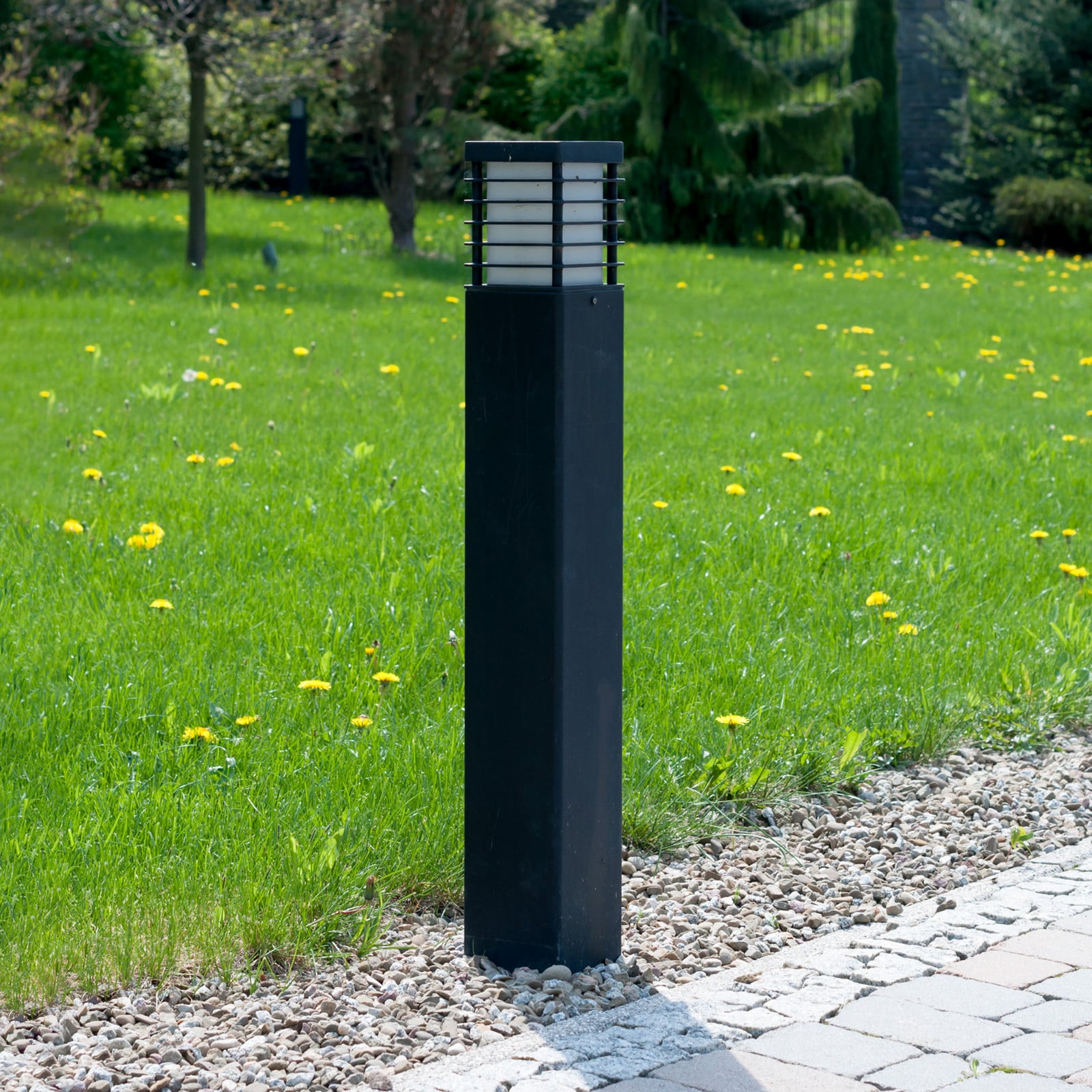 Bolardo luminoso Halmstad de 85 cm con soporte de hormigón negro - Norlys - Aluminio
