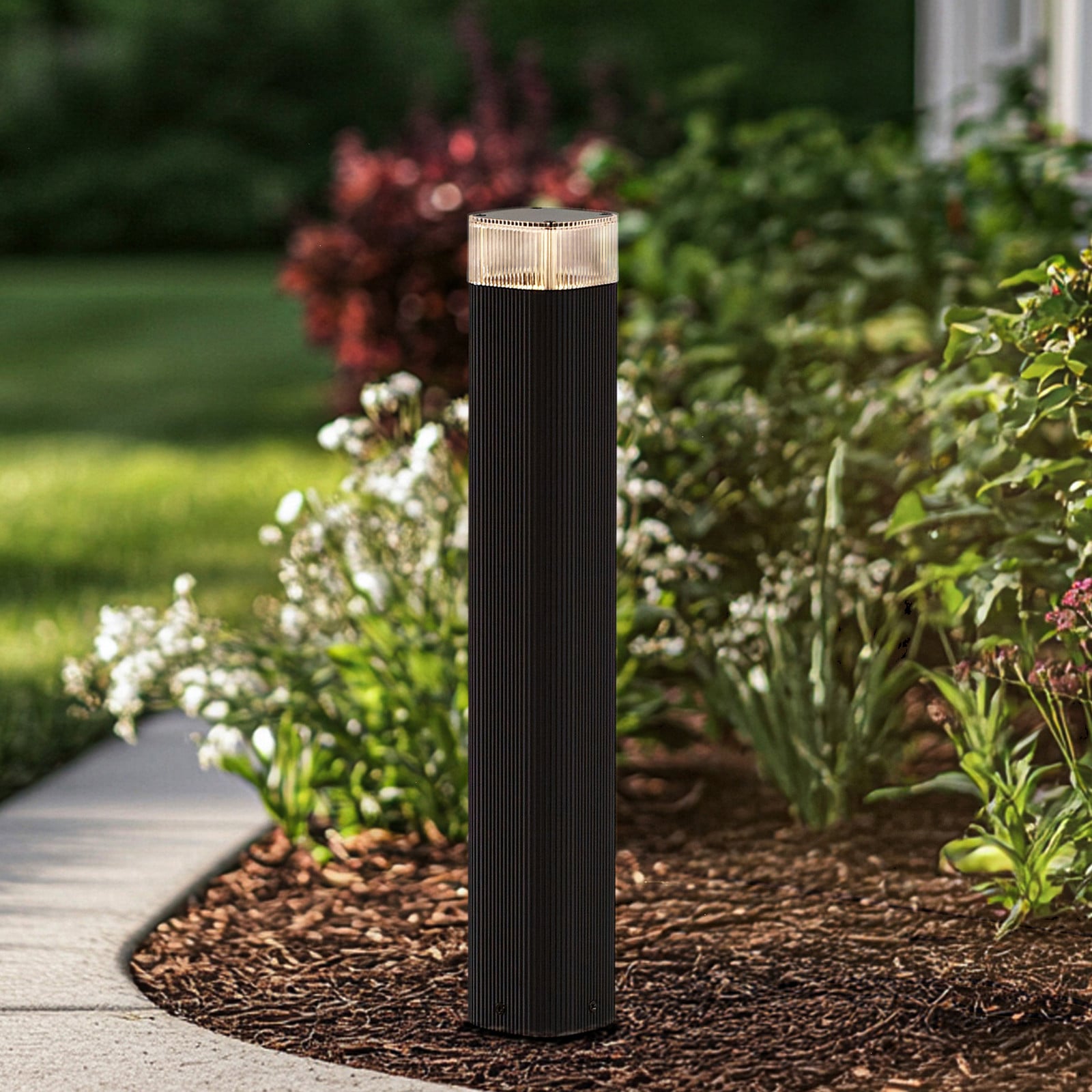 Bolardo luminoso Halvar, negro, 50 cm, GU10, IP65 - Lindby - Terraza - Moderno - Metal - Angular