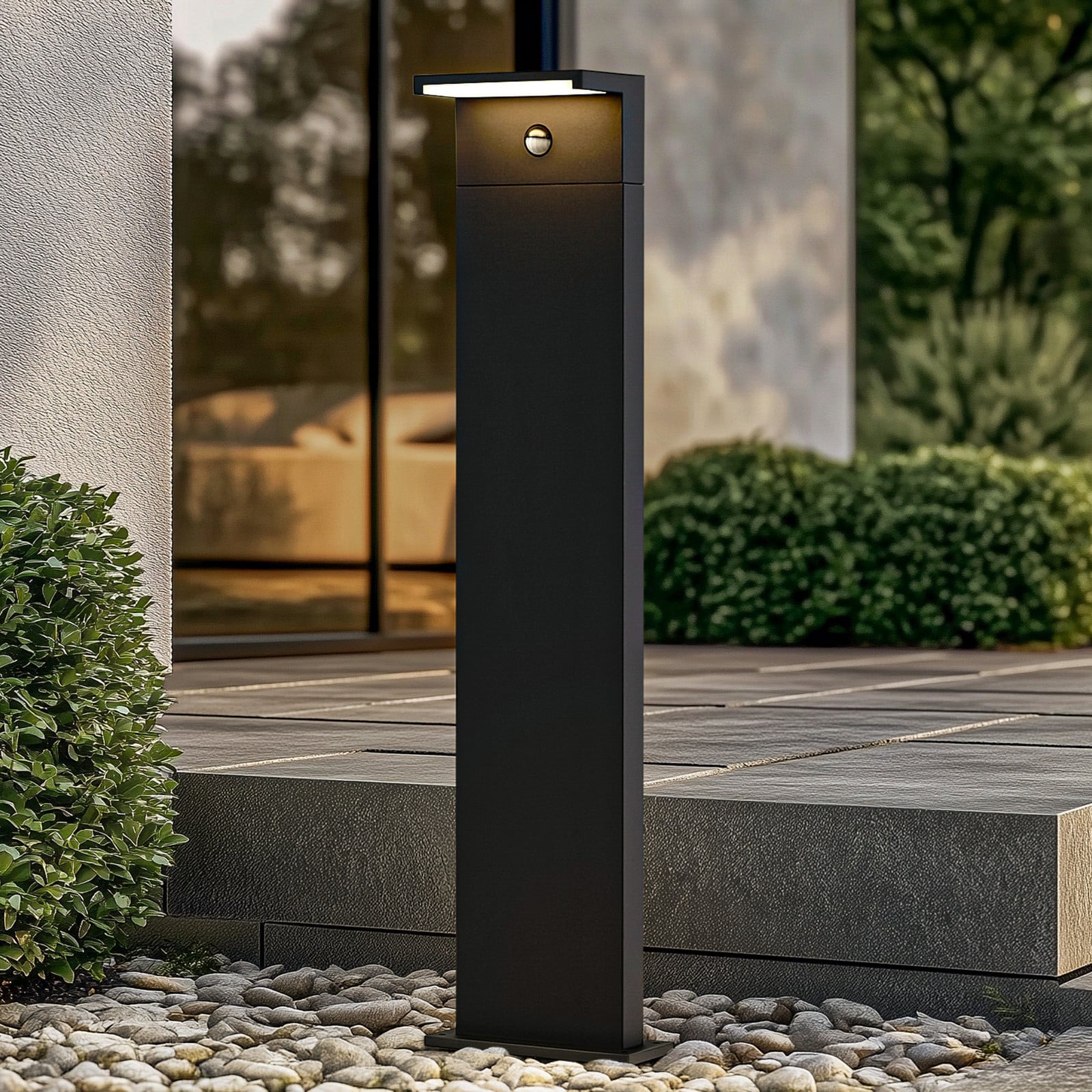 Bolardo luminoso LED Iberion, antracita, sensor, 90 cm - Arcchio - Terraza - Moderno - Aluminio - Angular