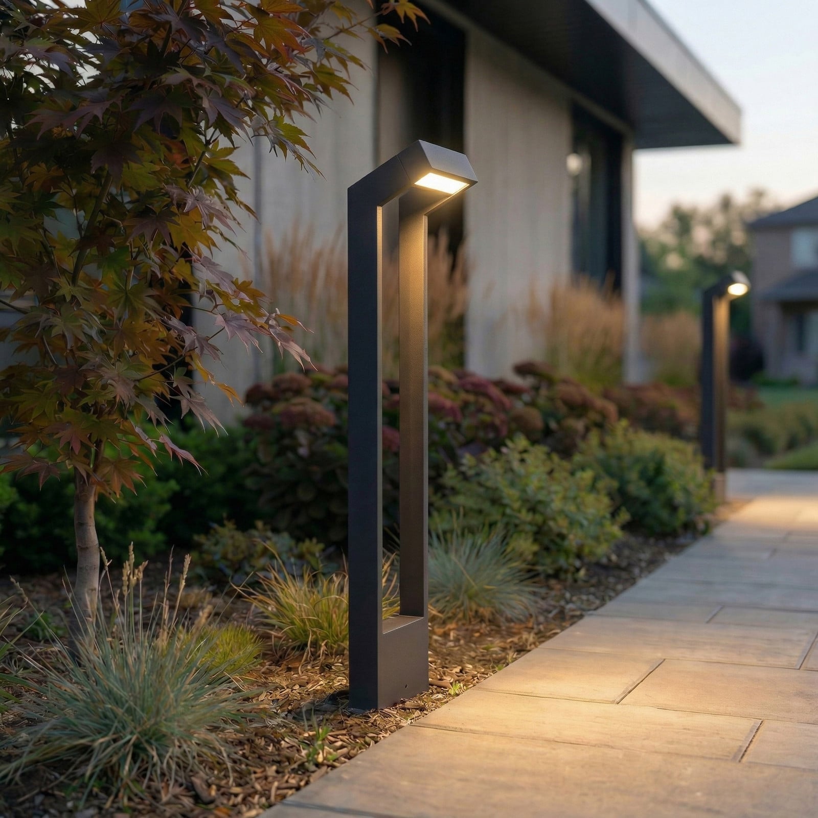 Bolardo luminoso LED Kovato, altura 95 cm, gris oscuro, IP65 - Arcchio - Moderno - Metal - Angular