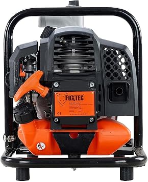 Bomba de agua de gasolina de 2 tiempos 52 cm3 FUXTEC FX-WP152 - con un caudal de 15.000 l por hora y una altura máxima de 35 m, altura máx. de aspiración 8 m - Bomba de jardín
