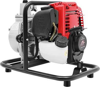 Bomba de agua gasolina 38cc, motor de 4 tiempos Motobomba de agua a gasolina, 1,2 kW Bomba de jardín autocebante, Caudal 135 L/min | elevación: 30 m | succión: 8 m | Riego, Drenaje