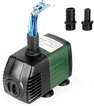 Bomba de Agua Sumergible 1500L/H 25W para Acuario Estanque Pecera Fuente Circulación de Agua Dulce y Marino con 2 Boquillas 2m de Altura