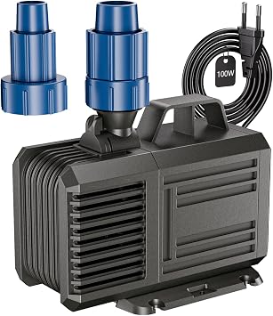 Bomba de Agua Sumergible Lnicez 5000L/H (MAX) 100W con 2 Boquillas, Altura Máxima de Elevación 4.2 m, Gris