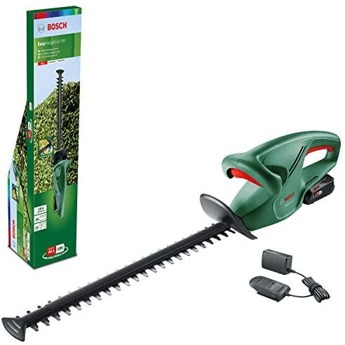 Bosch Cortasetos a batería Bosch EasyHedgeCut 18-45 (1 batería 2.0 Ah, sistema de 18 voltios, longitud de la cuchilla 45 cm, en caja) Nuevo Diseño, Classic Green