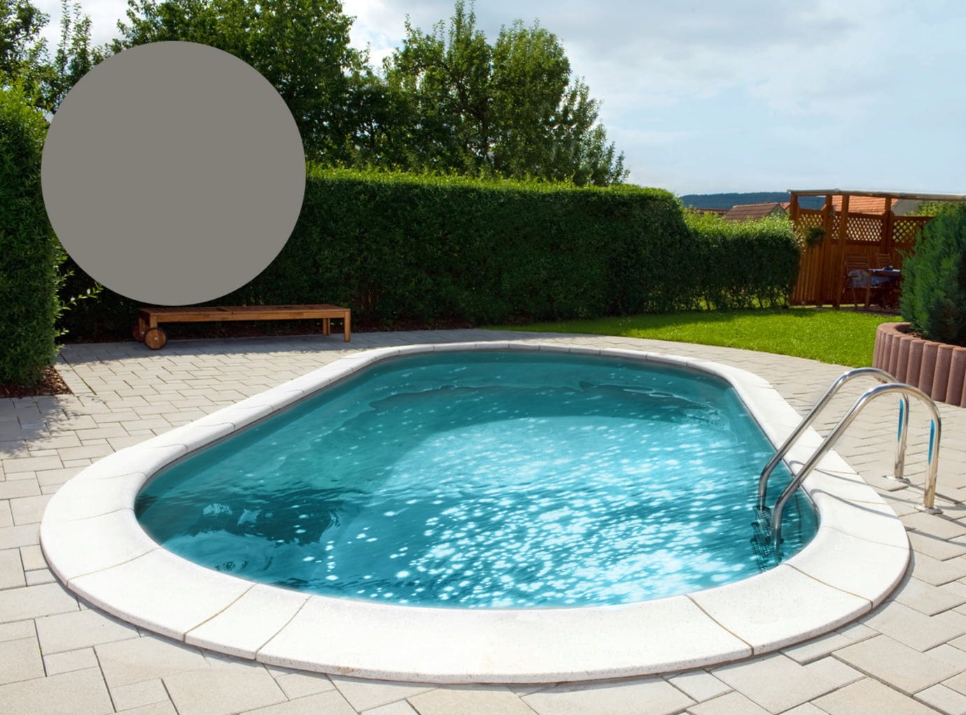 BWT Poolfolie Oval 525 x 320 x 135 cm - Grau - Stärke 0,8 mm / mit Einhängebiese P1