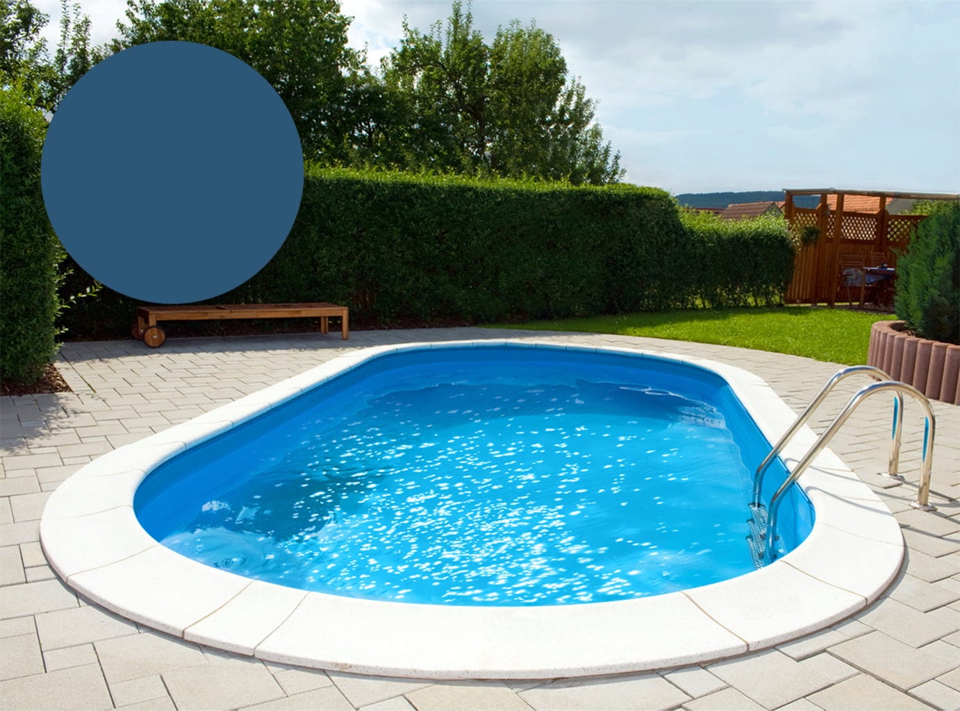BWT Poolfolie Oval 700 x 300 x 150 cm - Adriablau - Stärke 0,8 mm / mit Einhängebiese P1