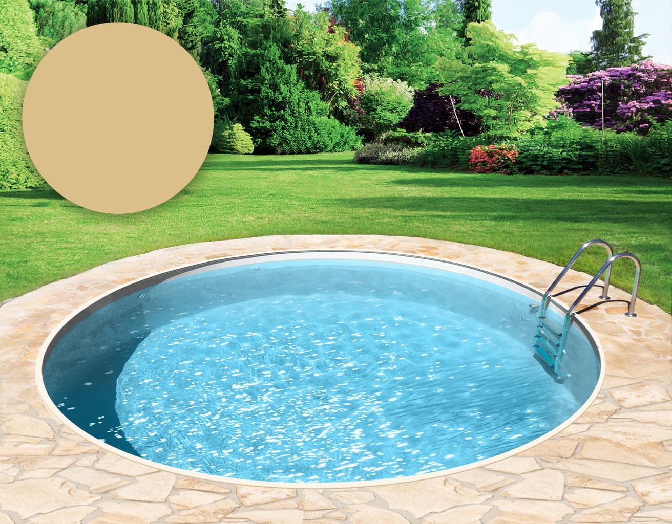 BWT Poolfolie Rund Ø 300 x 150 cm - Sand - Stärke 0,8 mm / mit Einhängebiese P1