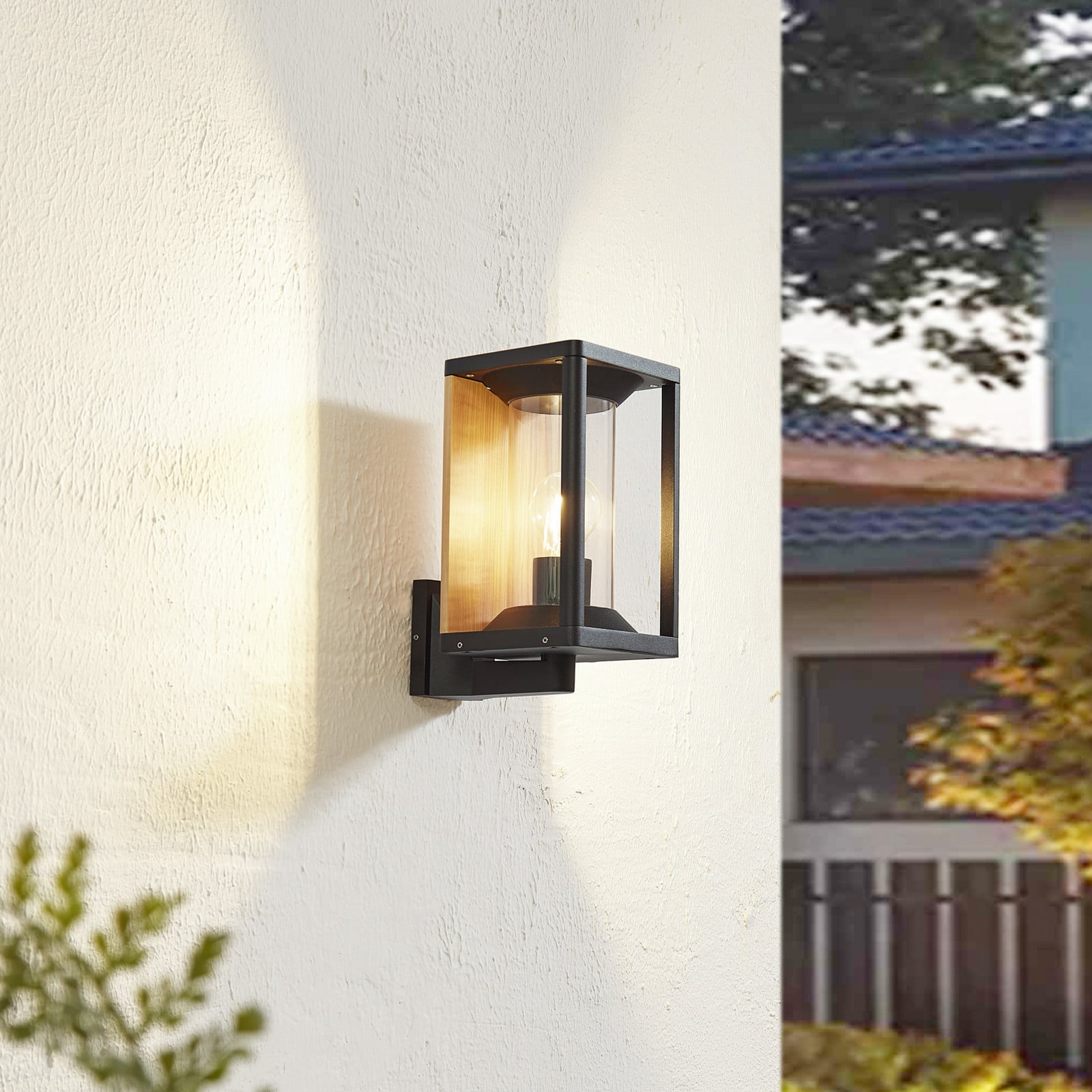 Candina Aplique Exterior IP65 Negro - Lucande - Balcón - Moderno - Aluminio - Angular
