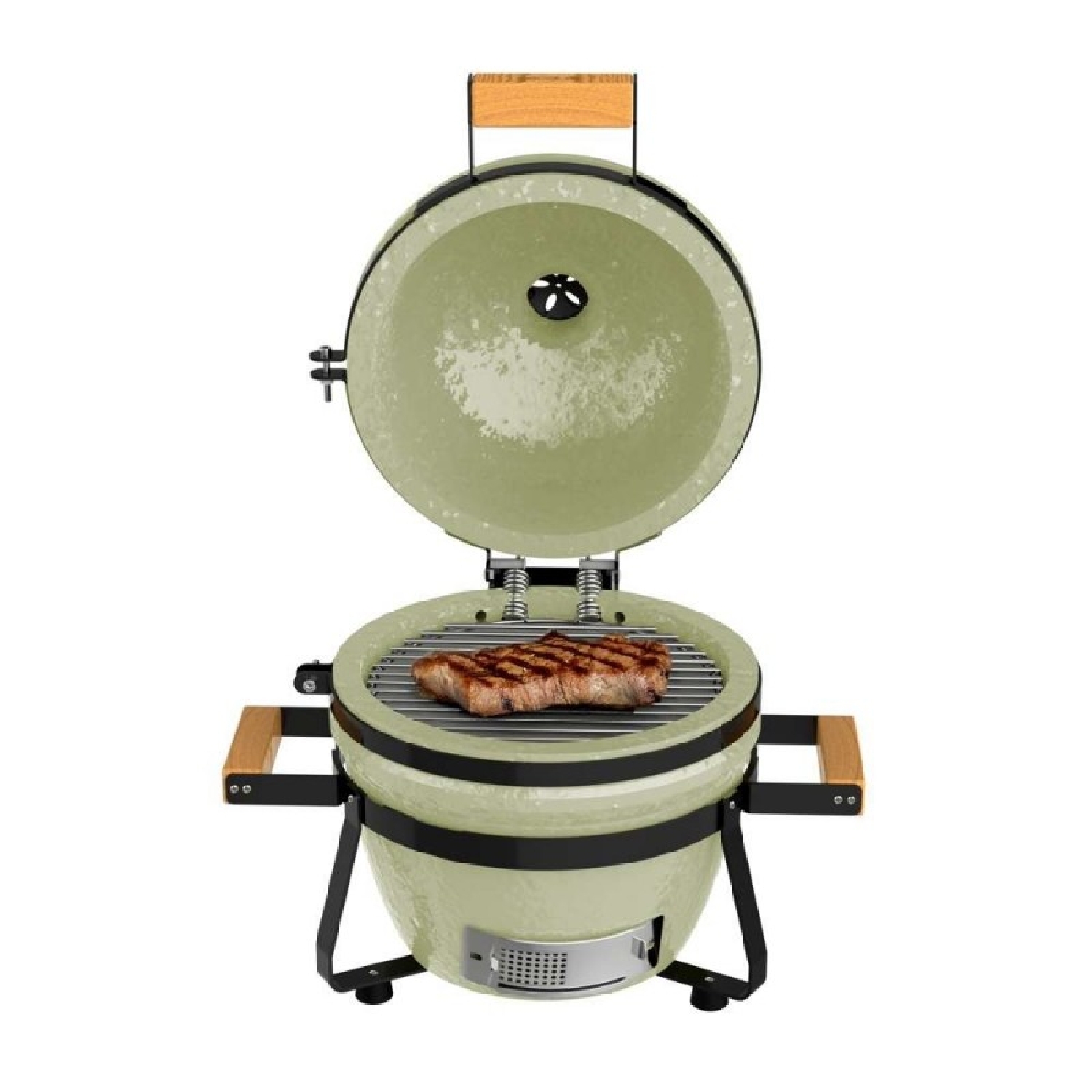 Cecotec Kamado Barbacoa de Carbón Cerámica Ø 32cm DragonFire 3200. Asa, Ahuma, Hornea y Guisa, Resistente a 1000ºC, Diámetro 32cm, Soporte Hierro Fundido, Cámara Hermética, Ruedas, Termómetro