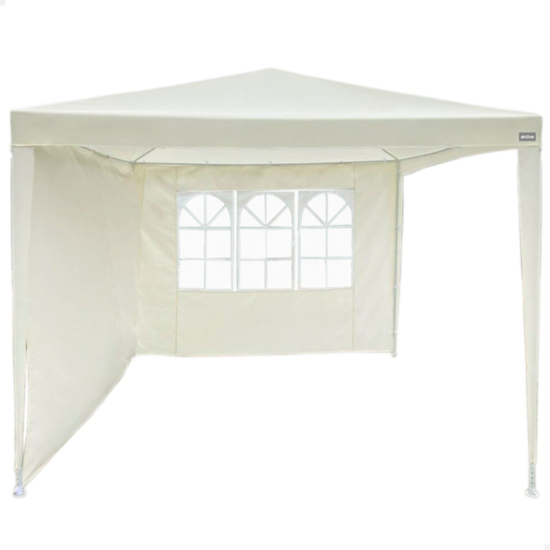 Cenador desmontable jardín con 2 paredes y ventana 270x270x240 cm blanco