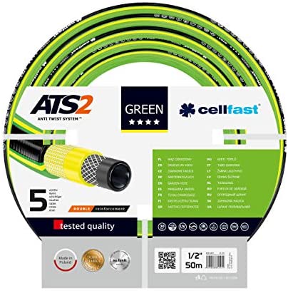 CF CELLFAST Manguera Jardín Jardineria para Regar Flexible De 5 Capas Hilo De La Mejor Calidad Resistente A Los Rayos UV 1 2 Pulgadas 50 Metros Green
