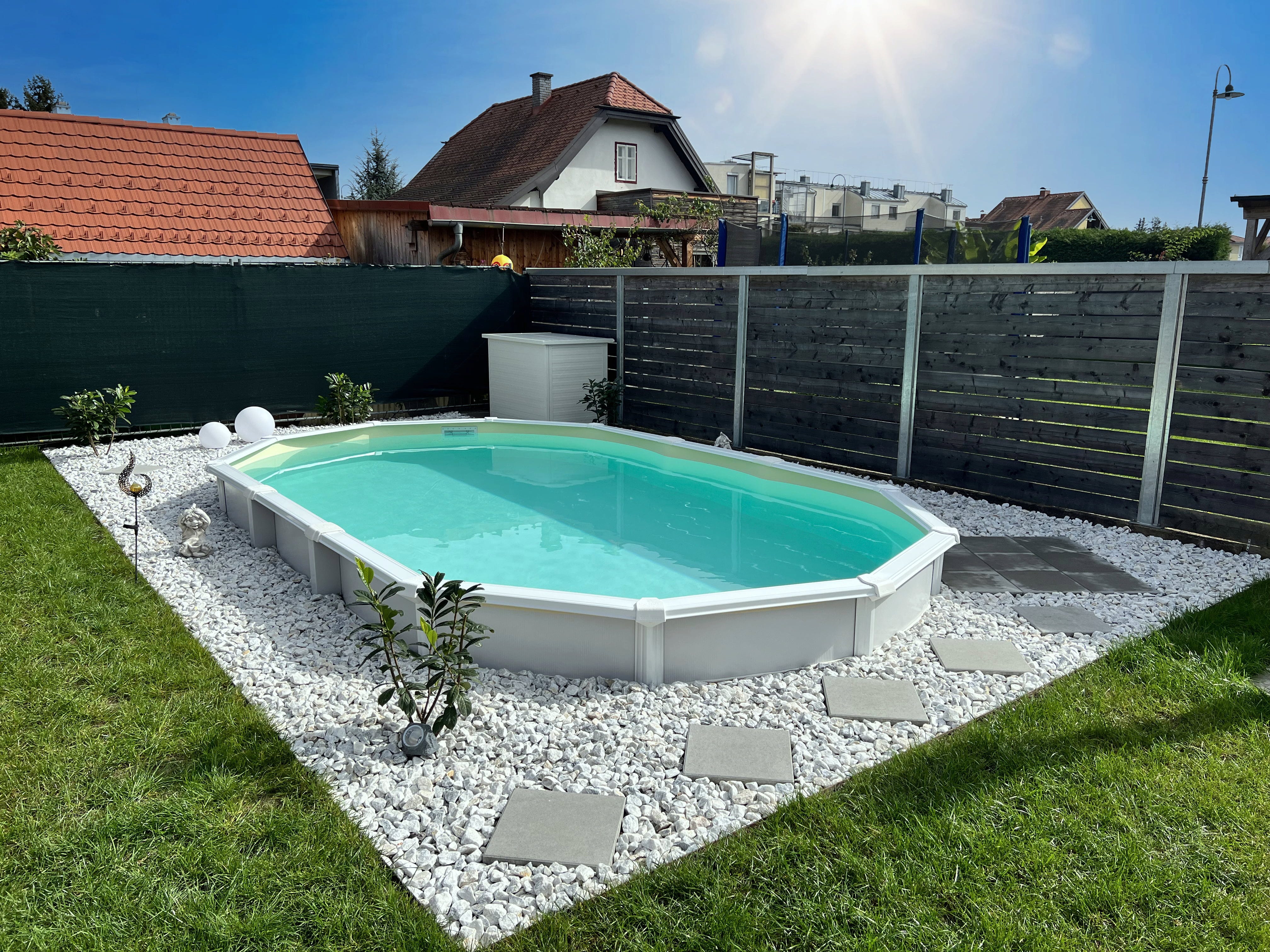CF. Group Poolfolie Oval 610 x 360 x 135 cm - Sand - Stärke 0,8 mm / ohne Biese (überlappend)