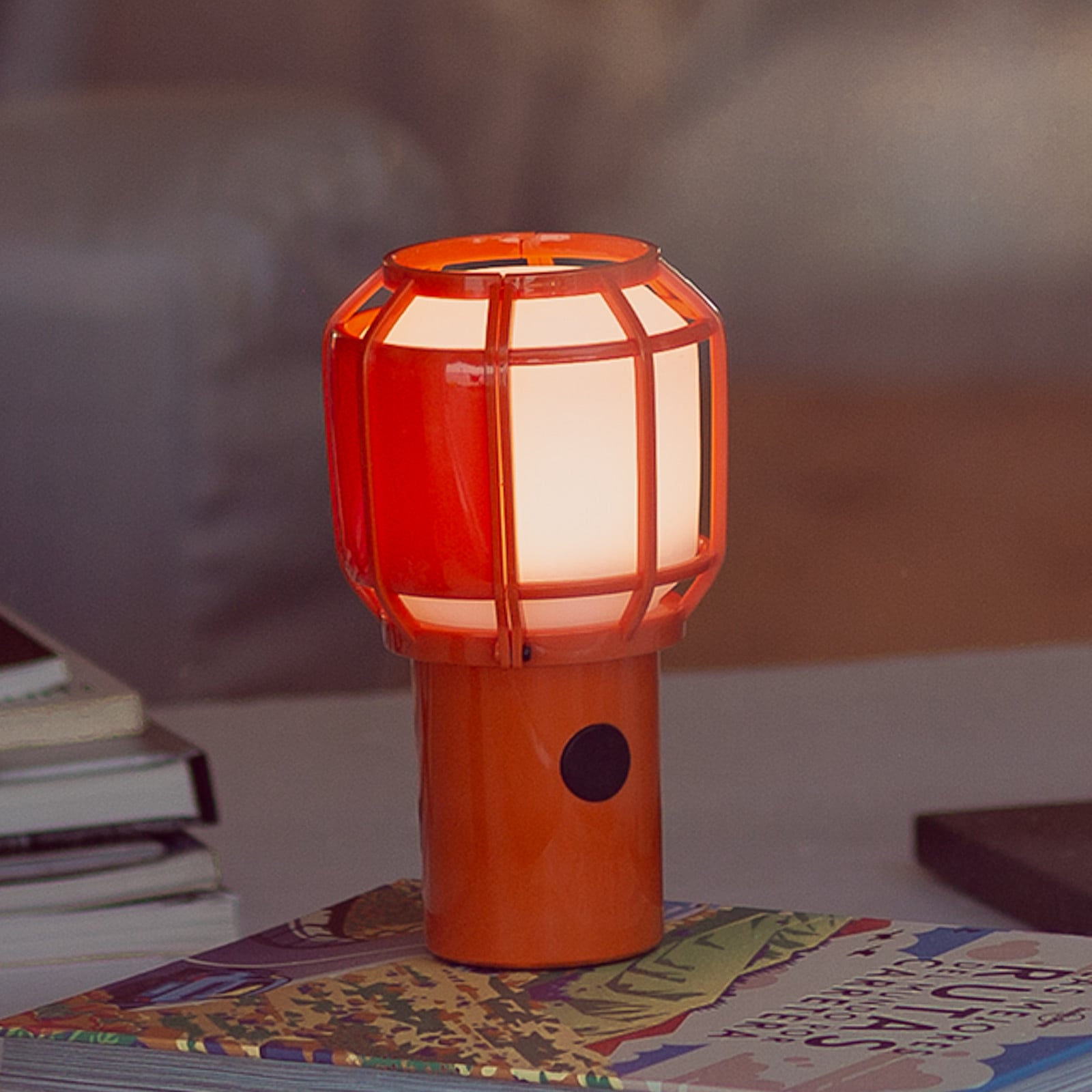 Chispa Lámpara de Sobremesa Portable Orange - Marset - Diseño - Plástico - Con pantalla