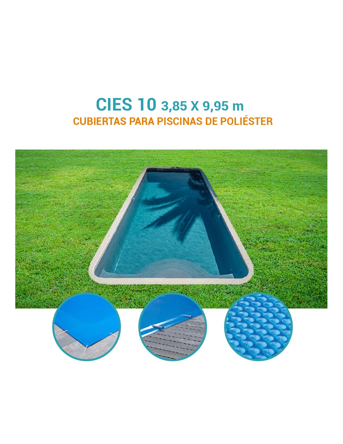 Cies 10 Rectangular| 9,95 x 3,85m | Cubiertas piscina de poliéster DTP