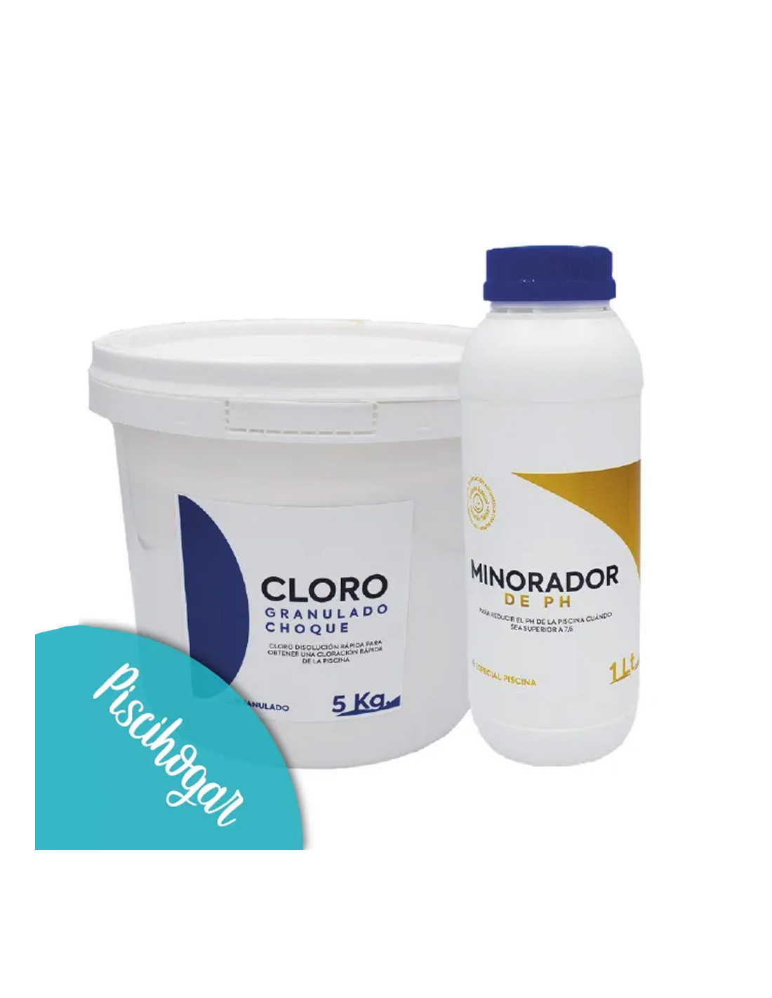 Cloro granulado de choque 5kg + Disminuidor de pH 1 lt | PACK