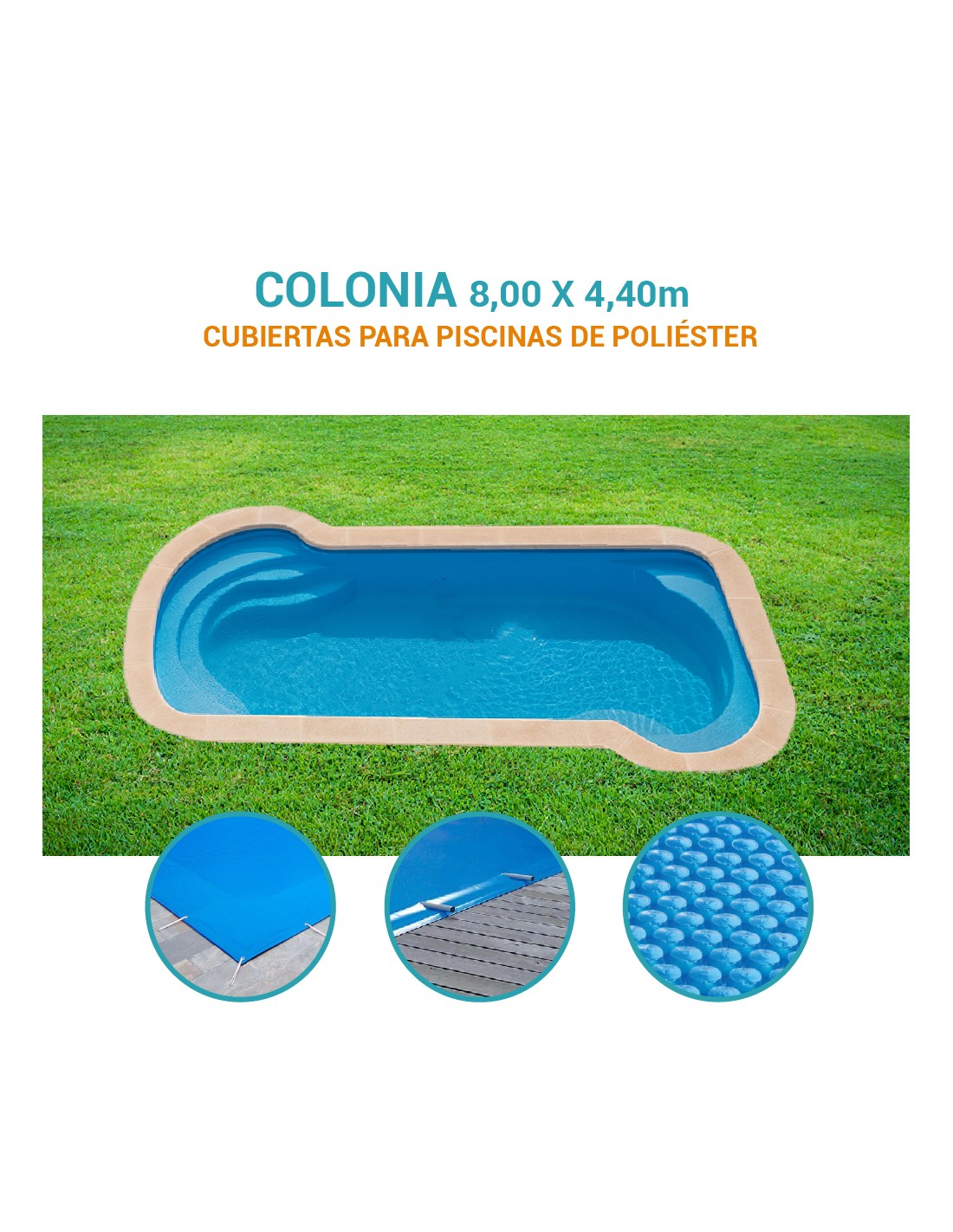 Colonia | 8,00 x 4,40m | Cubiertas piscina de poliéster Europa