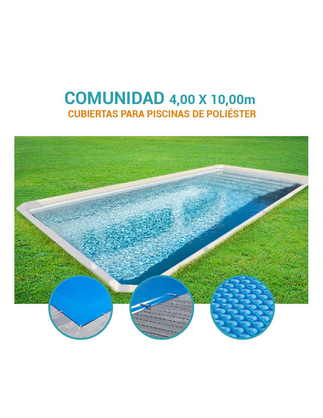 Comunidad | 4 x 10m | Cubiertas piscina de poliéster Coinpol