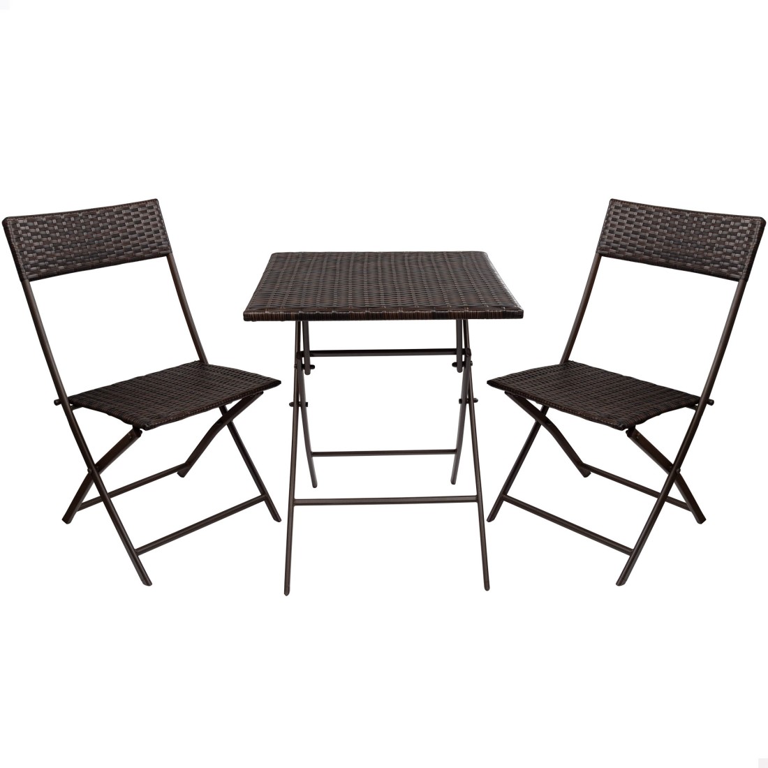 Conjunto mesa y 2 sillas jardín ratán