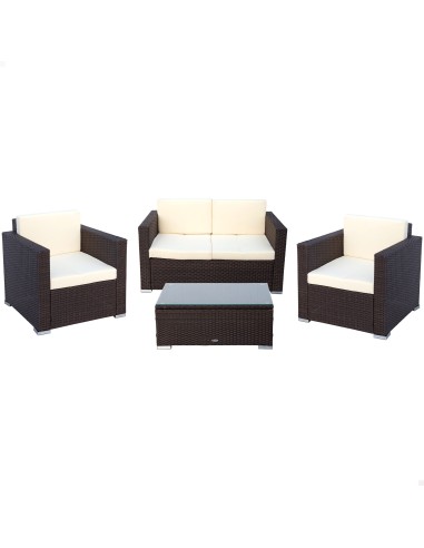 Conjunto muebles terraza sillones, sofá y mesita ratán aktive