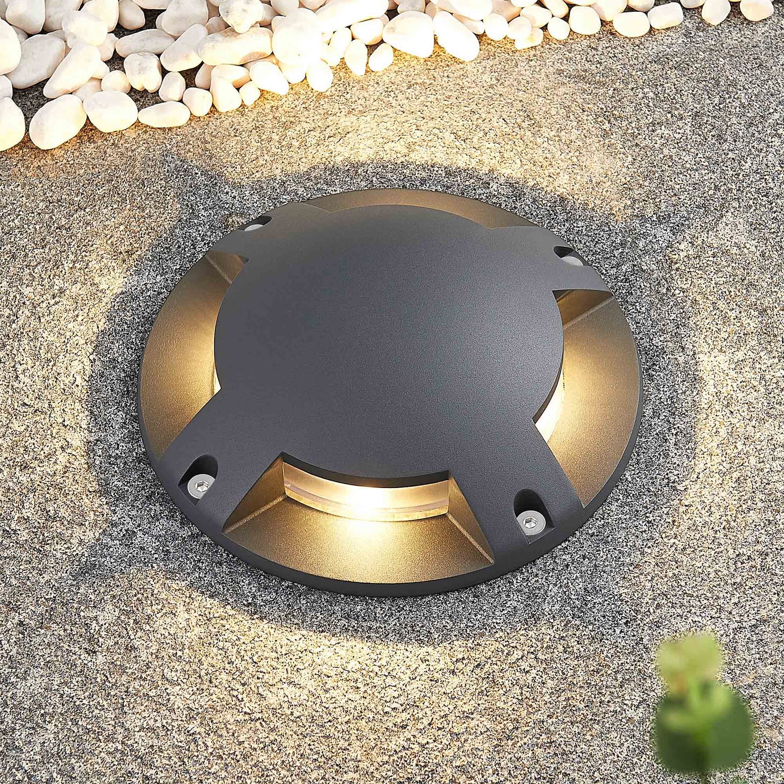 Cormac 4 LED Spot Exterior Empotrable de Suelo Dark Grey - Lindby - Terraza - Moderno - Aluminio - Redonda