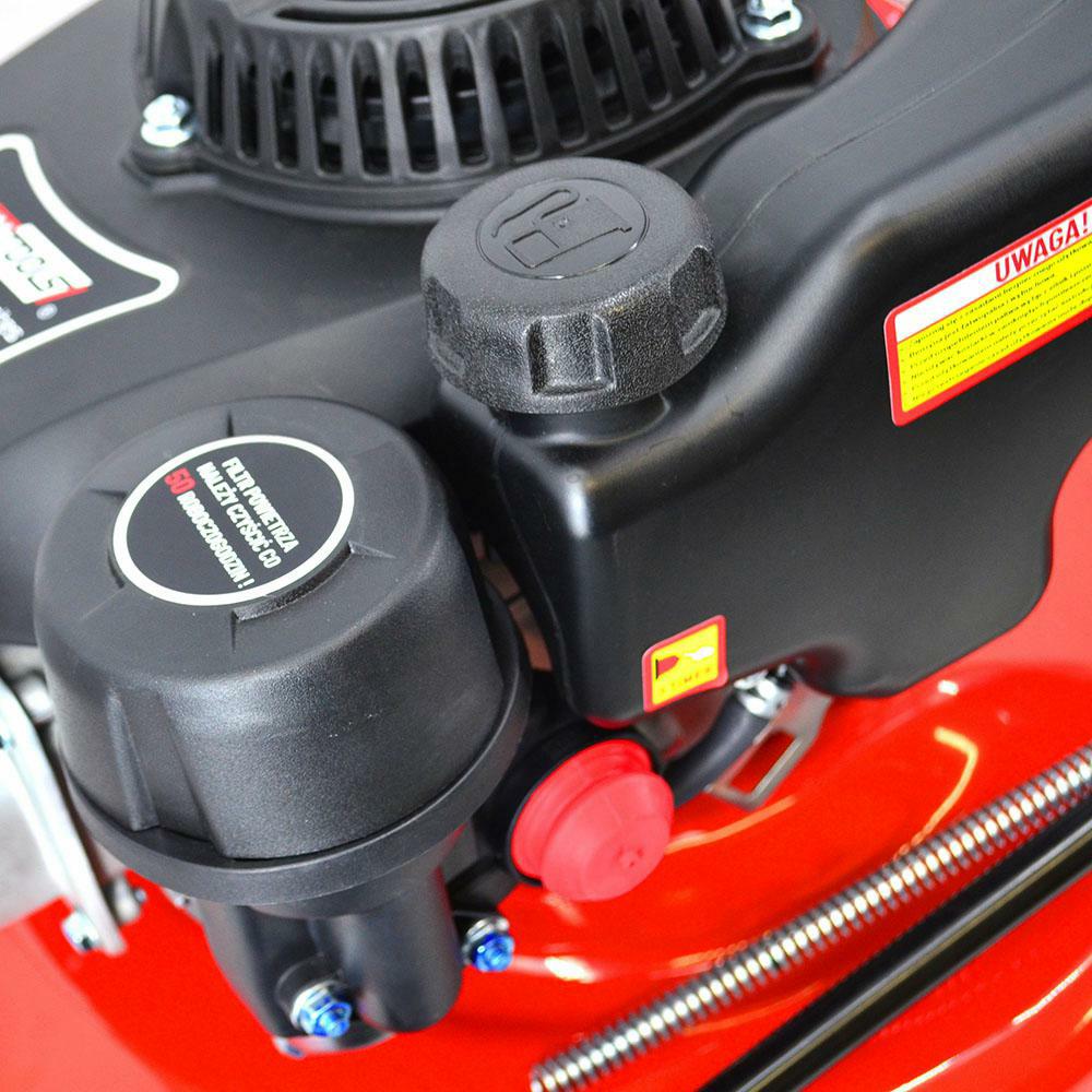 Cortacésped de gasolina sin tracción, Awtools, modelo 2.5kW 3.4HP DM41P, ideal para corte eficiente de césped en jardines medianos, motor potente, diseño robusto y fácil de usar.