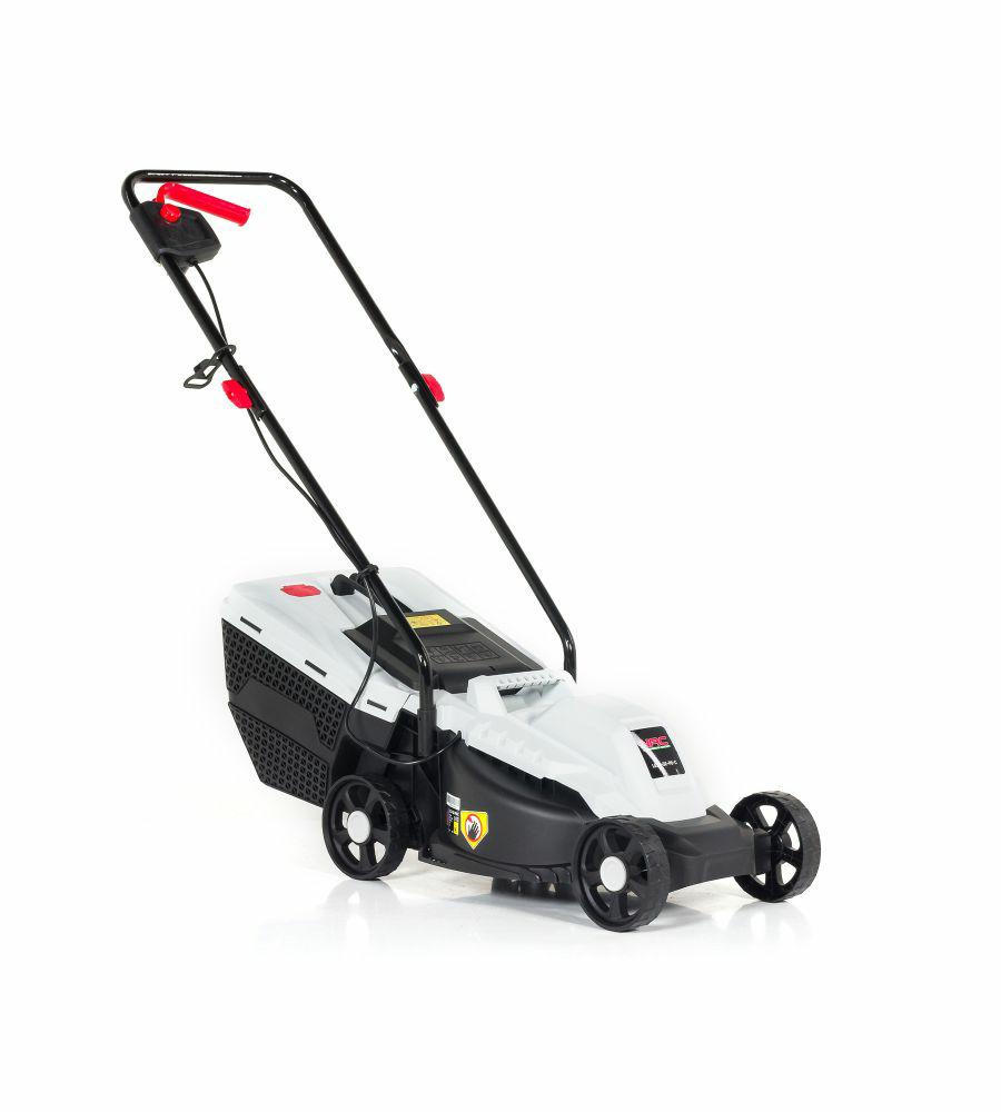 Cortacésped eléctrico 1300W, motor eficiente, 32 cm de corte, compacto y fácil de usar, ideal para jardines pequeños, diseño ligero y cómodo.
