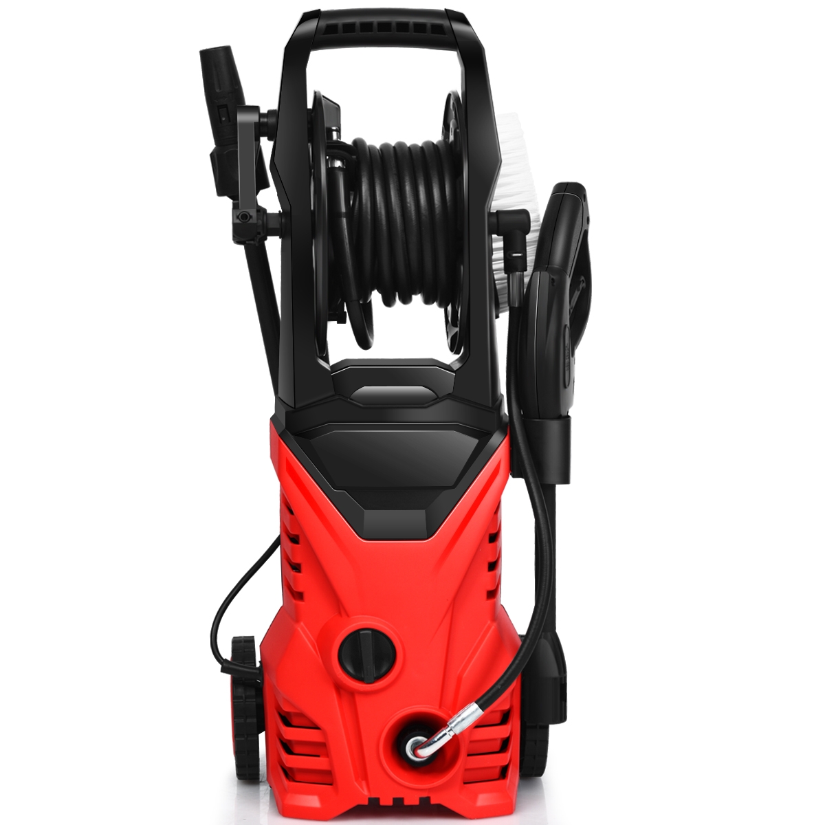 Costway 1500 W Hidrolavadora de Alta Presión con Boquilla Cables y Mangueras Limpiadoras a Presión para Jardín Coche Exterior Rojo 27 x 27 x 68 cm