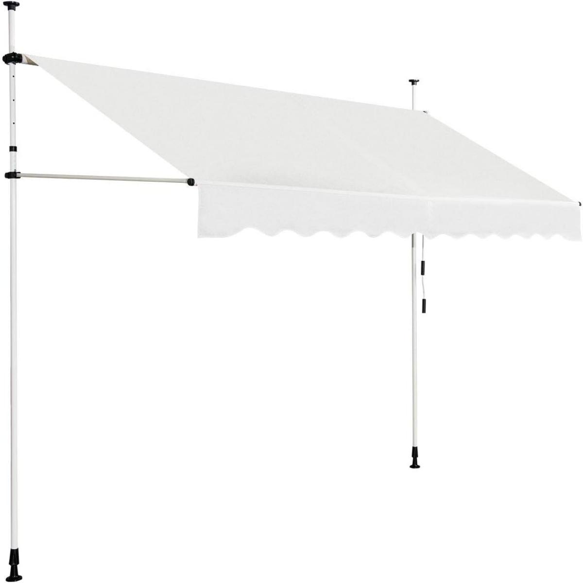 Costway 200 x 125 cm Toldo Exterior Terraza Altura Ajustable 2-3 m con Manivela y Resistente Intemperie Toldos Manual para Jardín y Balcón