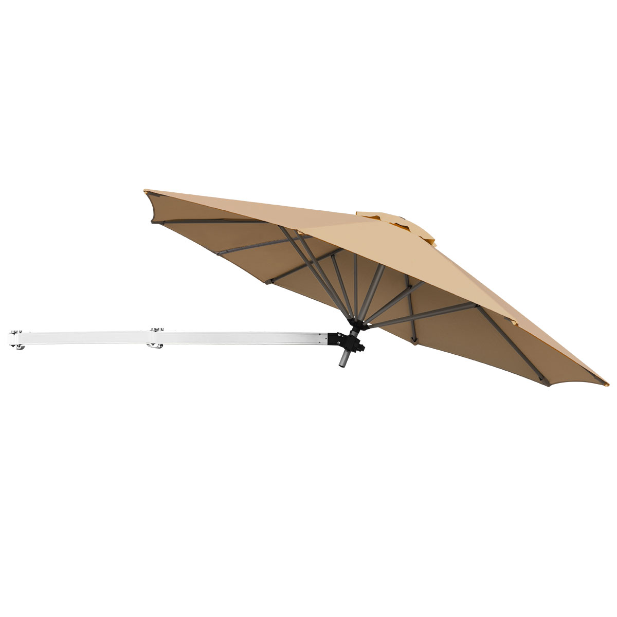 Costway 247 cm Sombrilla para Espacios Pequeños Montada en Pared Ahorra Espacio No Requiere Base Paragua Plegable con Poste Ajustable Inclinable