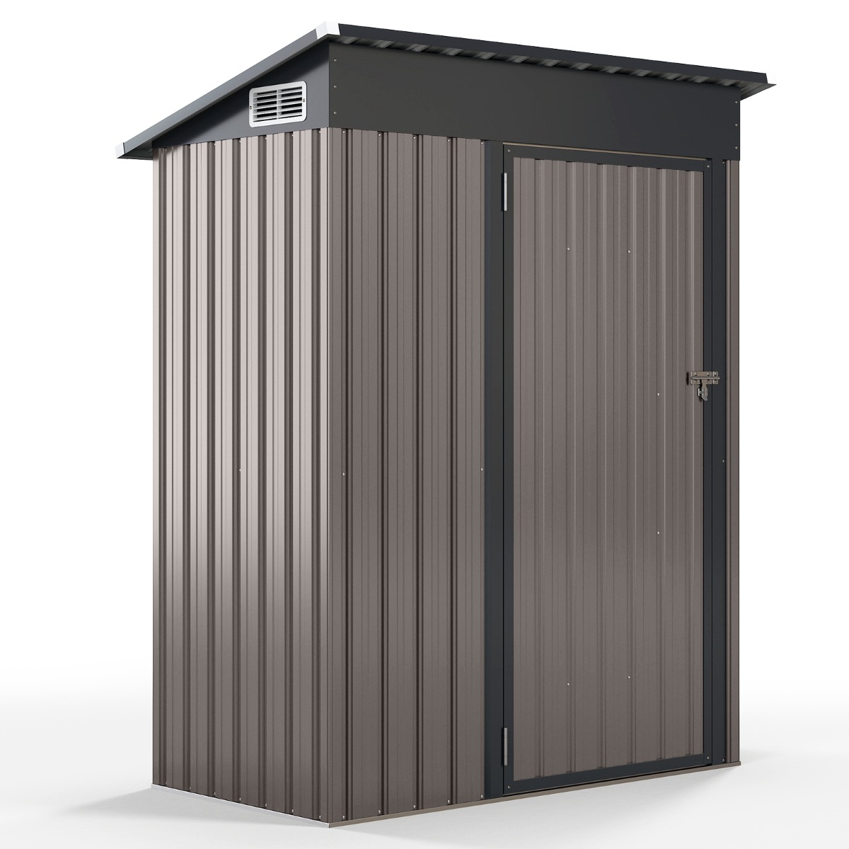 Costway Casa de Herramientas para Jardín con Techo Inclinado Puertas con Cerradura Ventilación 150 x 88 x 185 cm Gris Oscuro