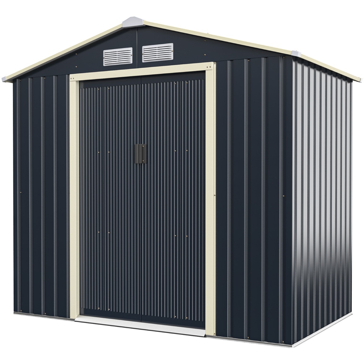 Costway Caseta Jardín Exterior Cobertizo con 4 Respiraderos y Puertas Individuales Casita Organizador para Patio Granja Gris