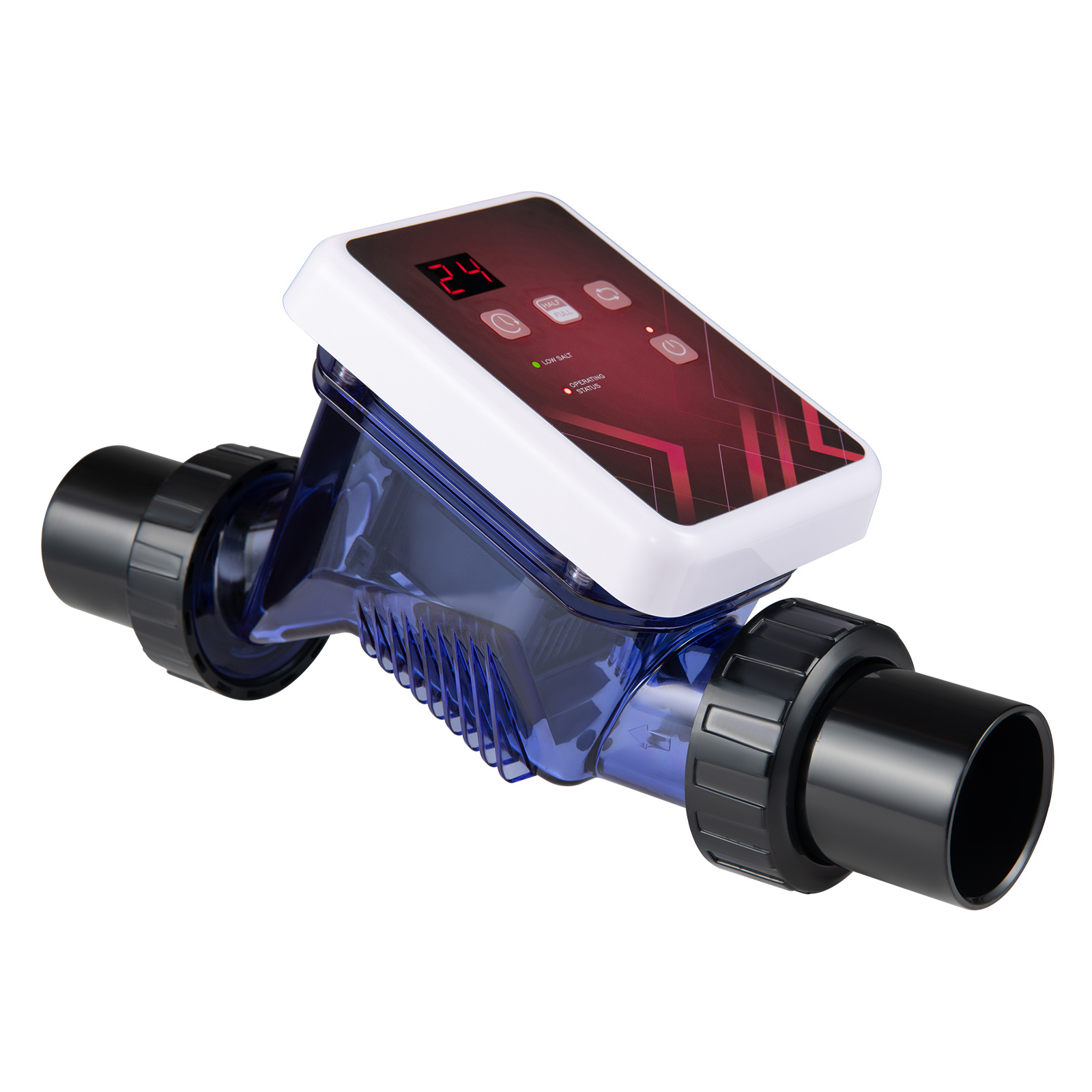 Costway Clorador de Sal para Piscinas Domésticas con Autolimpieza Modos Ajustables Alarma de Temperatura 30W 34,5 x 12 x 17 cm Púrpura