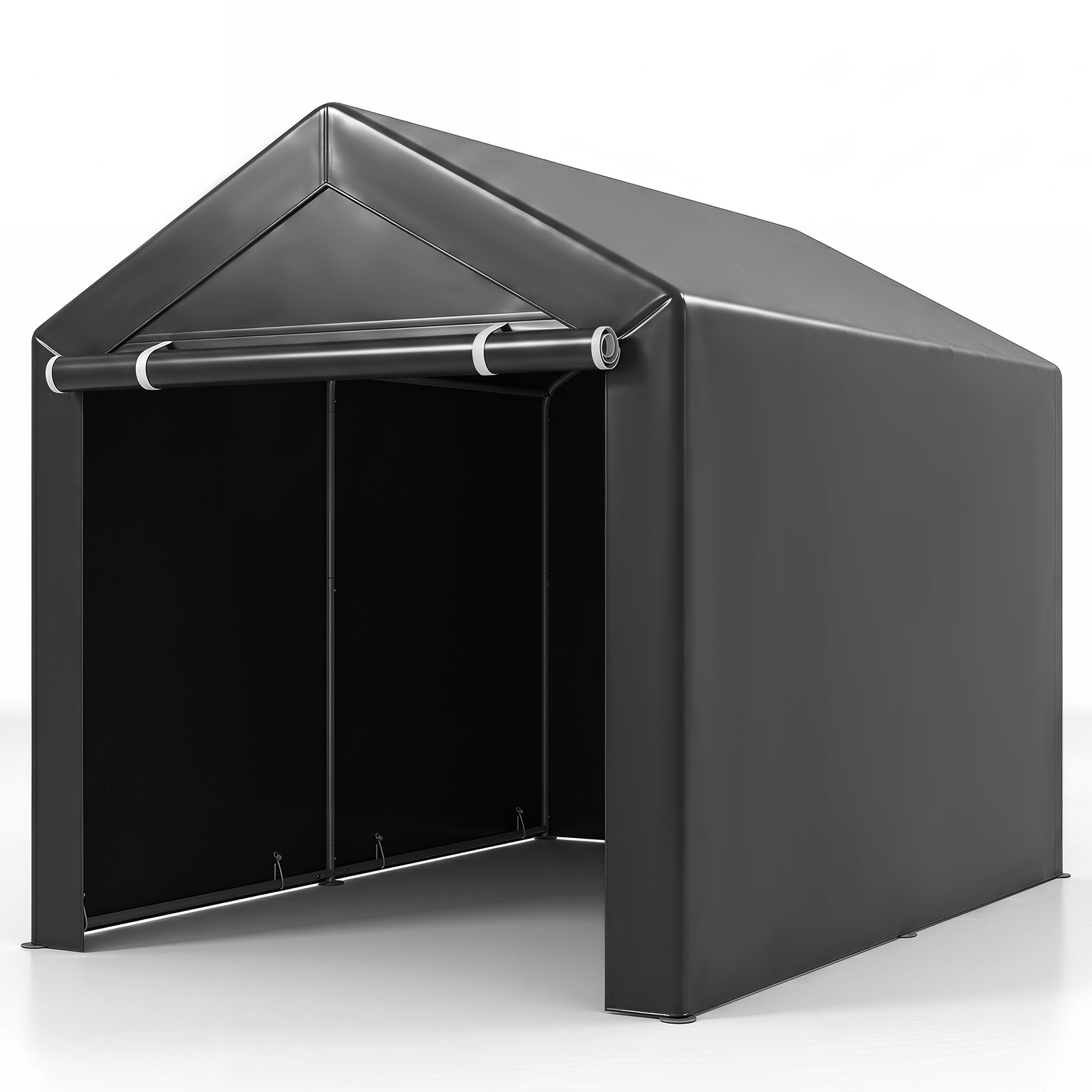 Costway Cobertizo de Jardín Gris Oscuro Bastidor Resistente Lona Impermeable Gran Capacidad Almacenamiento Exterior 160 x 220 x 174 cm Gris Oscuro