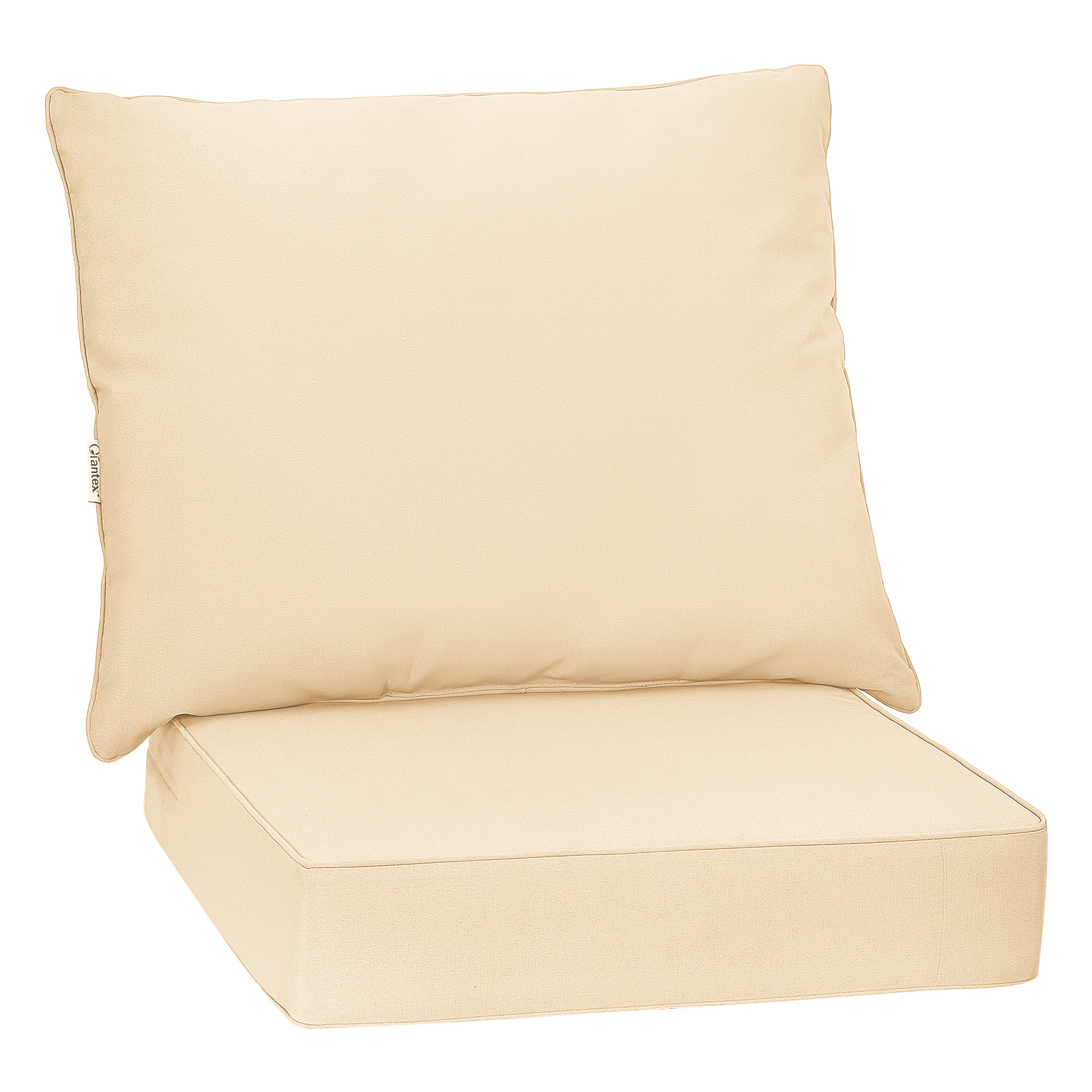 Costway Cojines para Silla Exterior Asiento y Respaldo Impermeables Gruesos Resistentes al Sol Funda Cremallera Cintas Sujeción para Patio Beige
