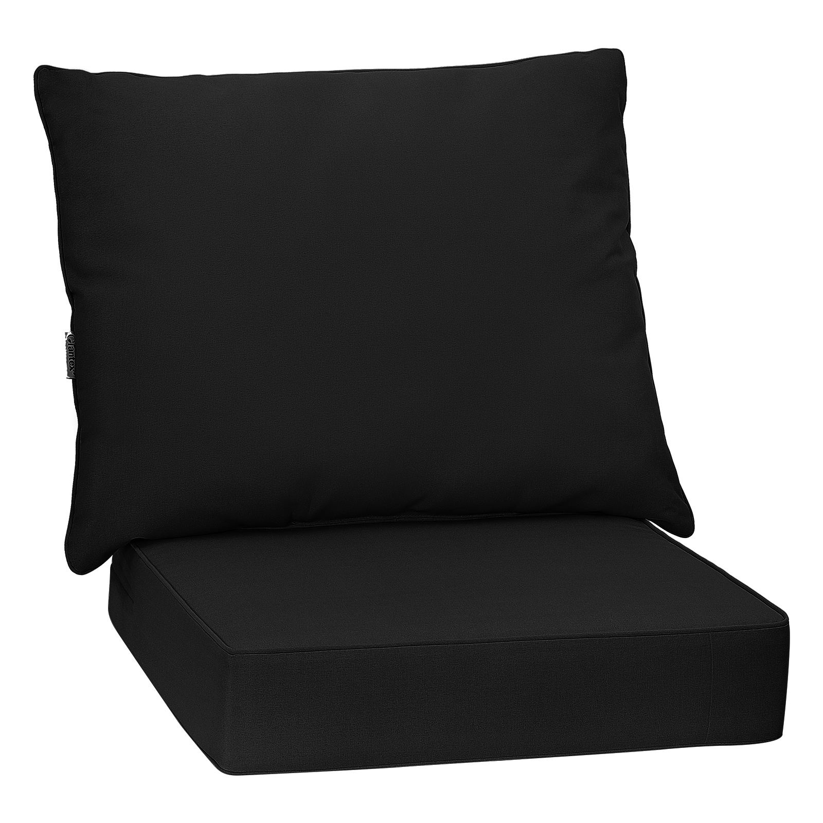 Costway Cojines para Silla Exterior Asiento y Respaldo Impermeables Gruesos Resistentes al Sol Funda Cremallera Cintas Sujeción para Patio Negro