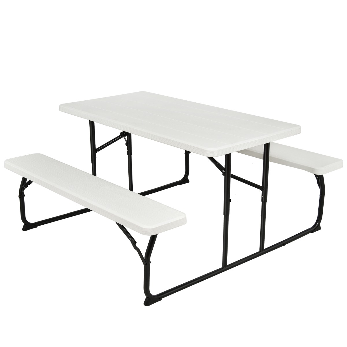 Costway Conjunto de Mesa y 2 Bancos de Picnic Plegable Juego de Mesa de Camping al Aire Libre Rectangular Portátil para Patio Césped Jardín
