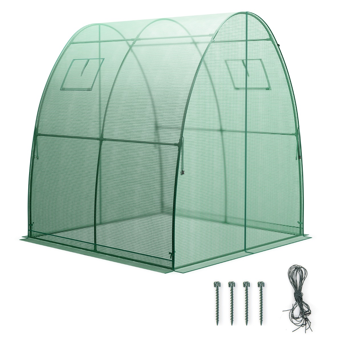 Costway Invernadero Portátil para Exteriores con 2 Puertas de Cremallera 2 Ventanas de Enrollable y Bolsas Laterales 181 x 181 x 200 cm