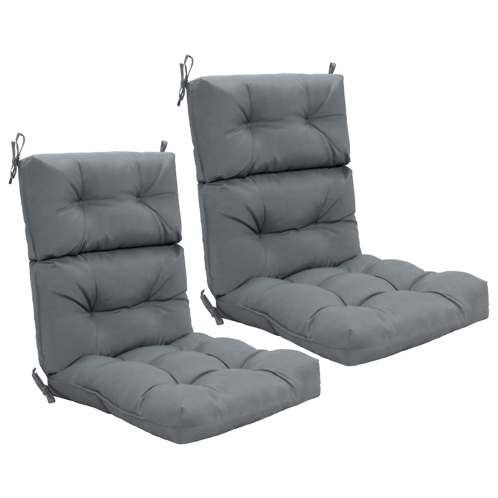 Costway Juego de 2 Cojines para Silla Respaldo Alto con Cinturones Antideslizantes Esponja Engrosada Poliéster Transpirable Interior Exterior Gris