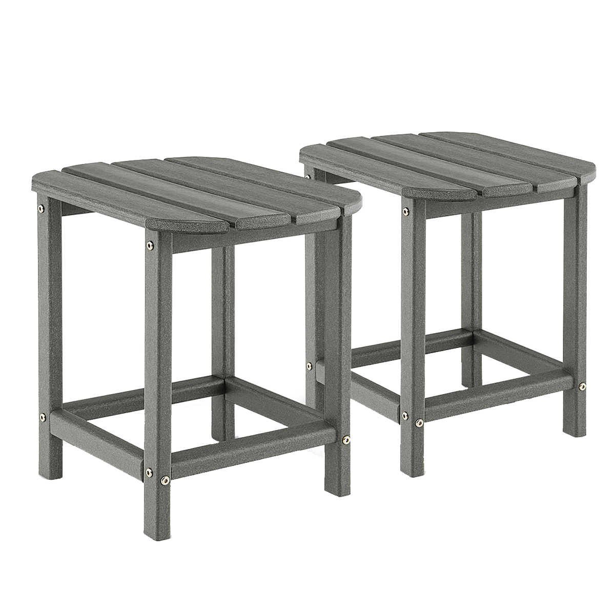 Costway Juego de 2 Mesa Lateral de Exterior Mesa de HDPE Resistente a la Intemperie de 46 cm Mesa Auxiliar de Patio para Jardín Piscina Patio Gris