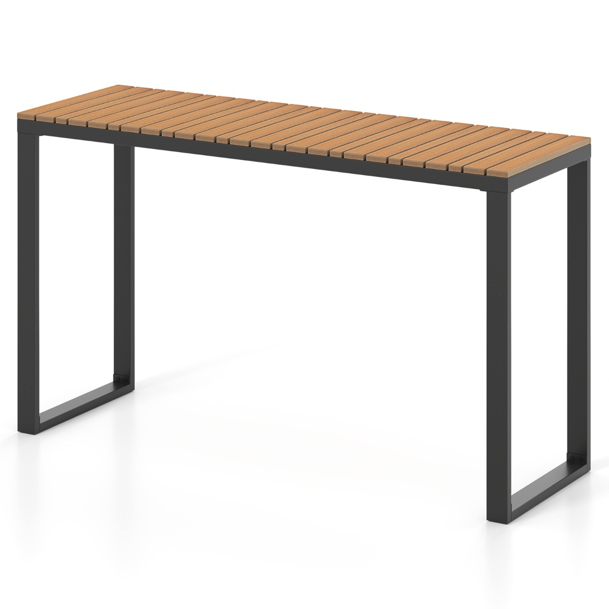 Costway Mesa Consola Rectangular para Exteriores con Tablero de WPC Duradera y Estructura Metálica Resistente 129 x 42 x 75 cm