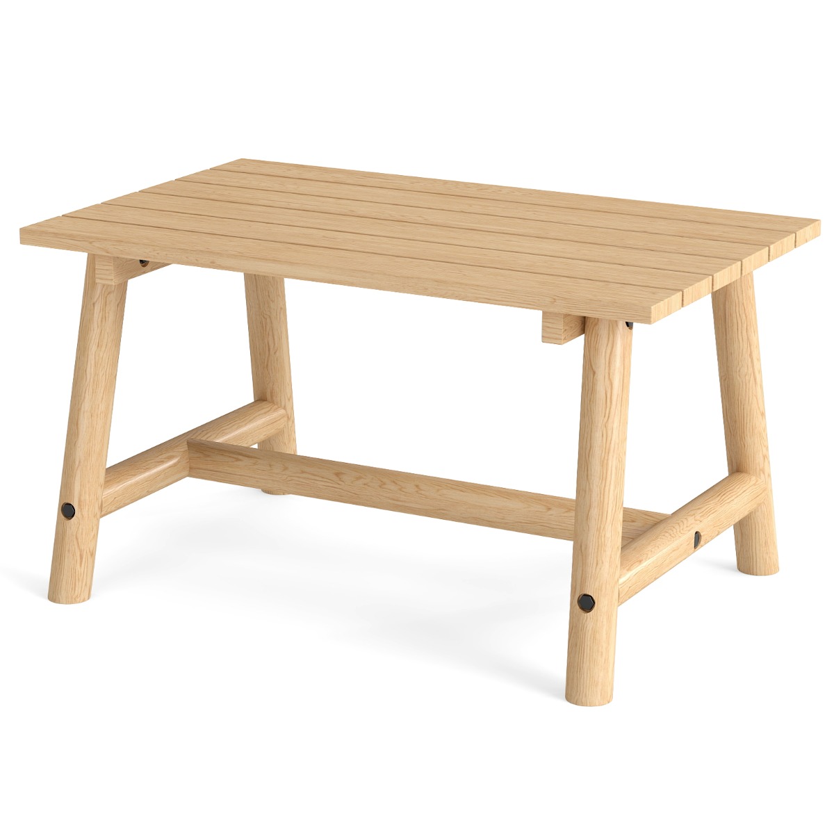Costway Mesa de Café para Exteriores con Tablero de Listones Mesa Lateral Rectangular para Jardín Césped Porche Balcón Natural