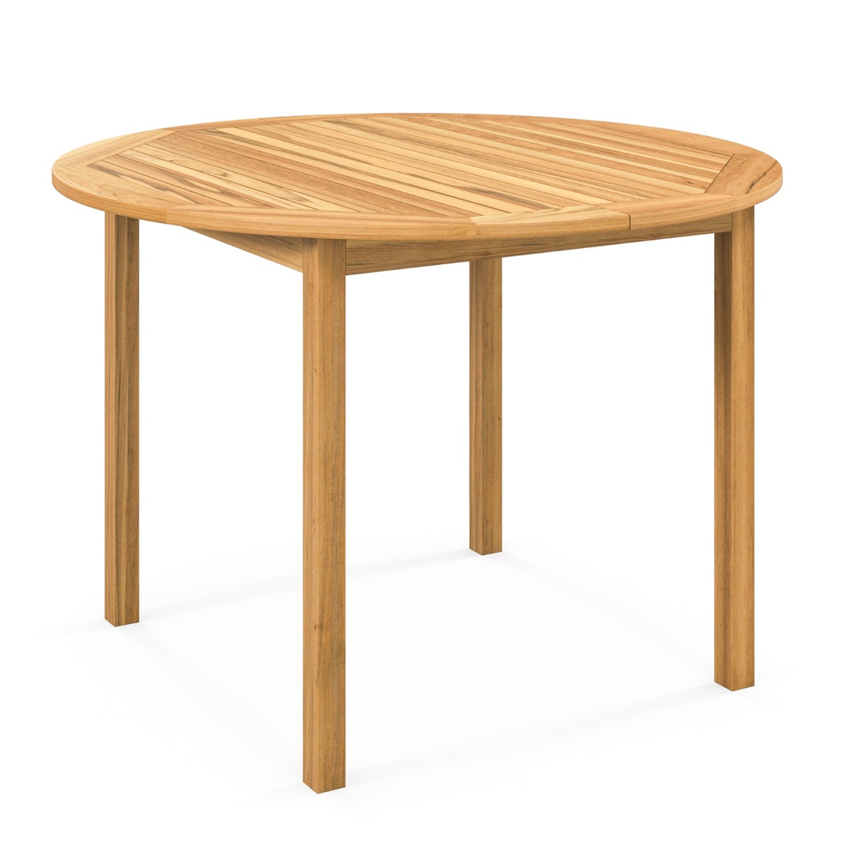Costway Mesa de Comedor Redonda de Madera de Acacia para 4 Personas Mesa de Jardín con Orificio para Sombrilla para Terraza 110 x 75 cm Natural