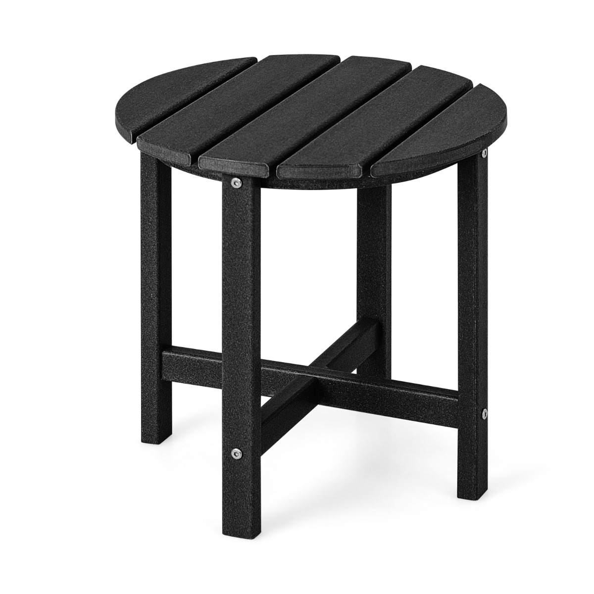 Costway Mesa Redonda de Extremo Mesa Auxiliar para Exterior Resistente Intemperie de HDPE Adirondack para Patio Porche Jardín Fácil Montaje