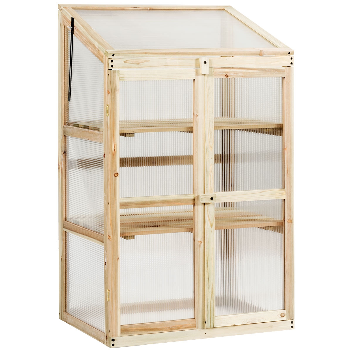Costway Mini Invernadero de Madera Protector Elevado con 3 Niveles para Macetas de Exterior para Jardín Balcón Veranda 60 x 45 x 100 cm