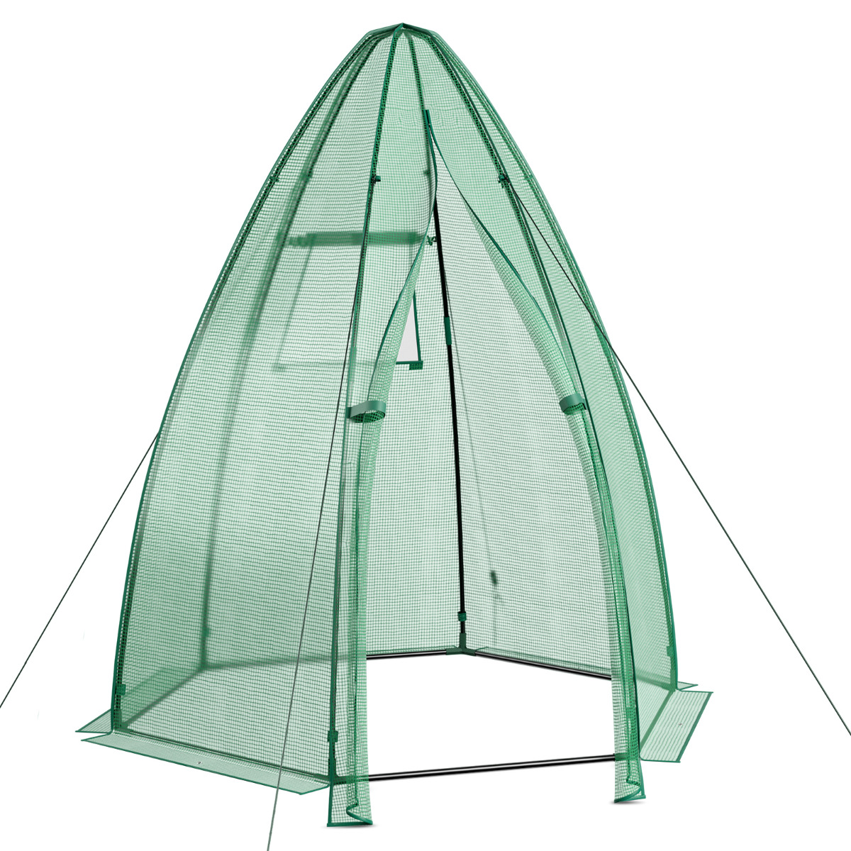 Costway Mini Invernadero Hexagonal de Exterior con Malla de PE y Tubo de Acero Estacas y Cuerdas 160 x 160 x 183 cm Verde