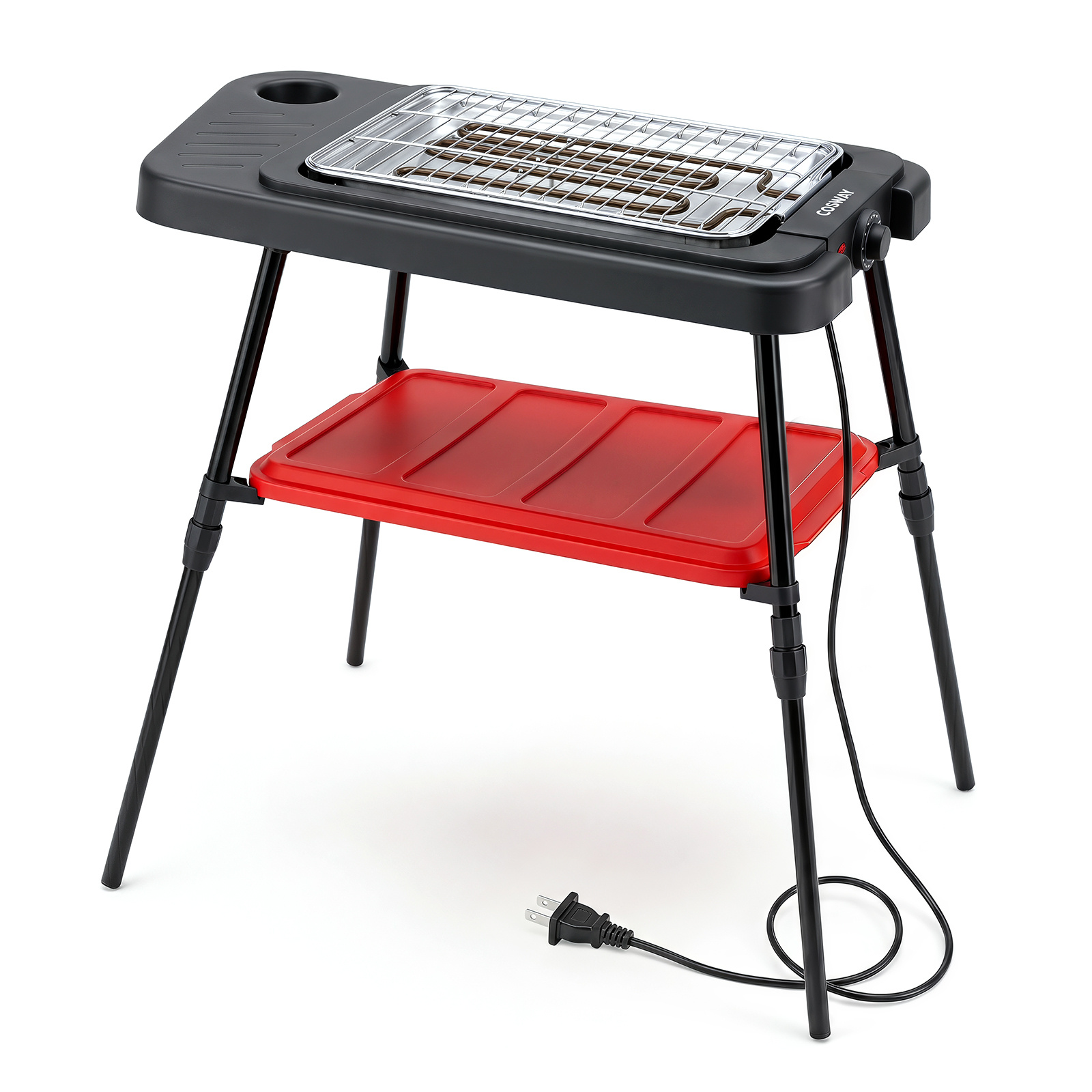 Costway Parrilla Eléctrica 2 en 1 2000W con Temperatura Ajustable 2 Placas de Cocción y Soporte Desmontable para Interior Exterior Fiestas Rojo