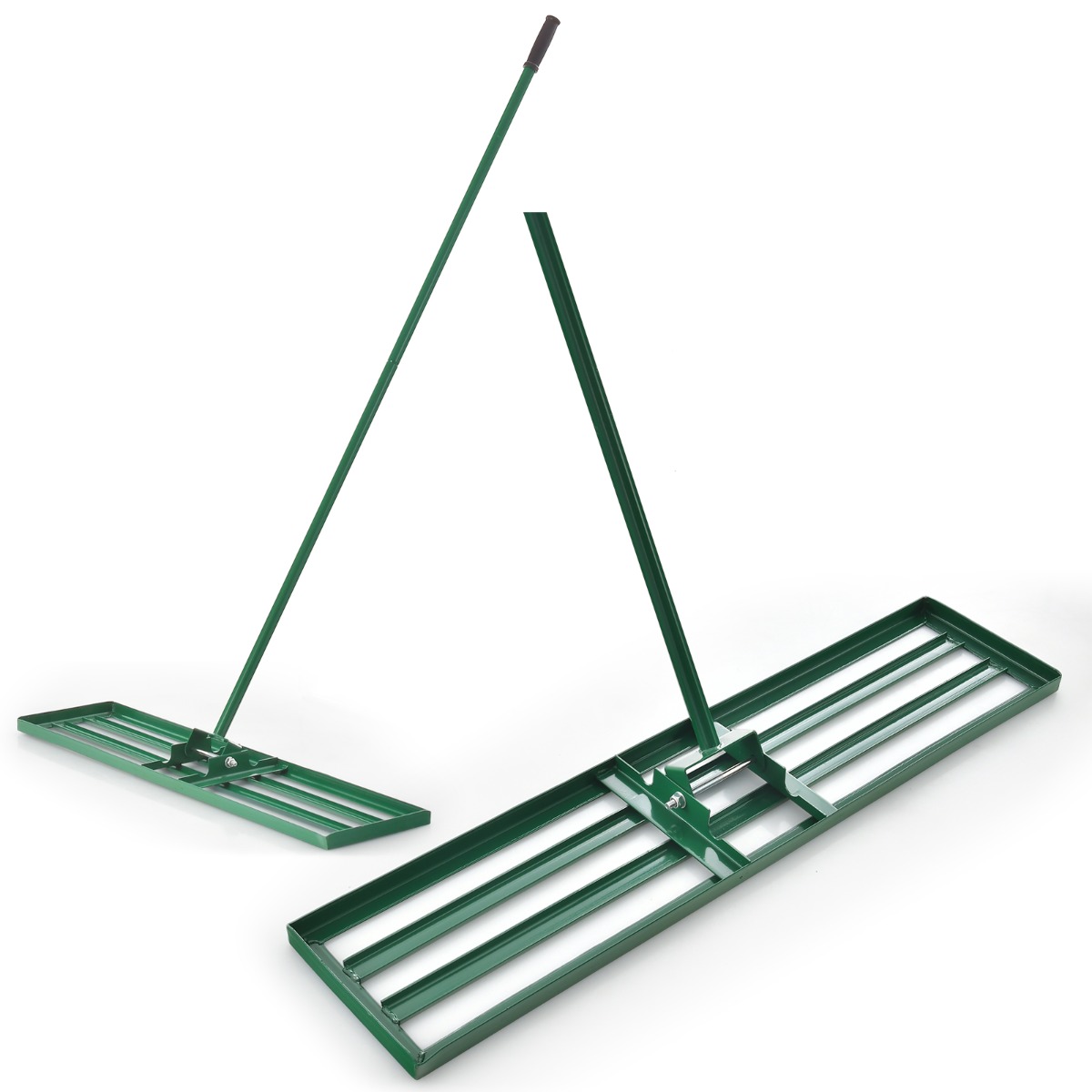 Costway Rastrillo para Nivelar Césped 106 x 25 cm Herramienta Pesada para Nivelar Suelo con Mango de 170 cm